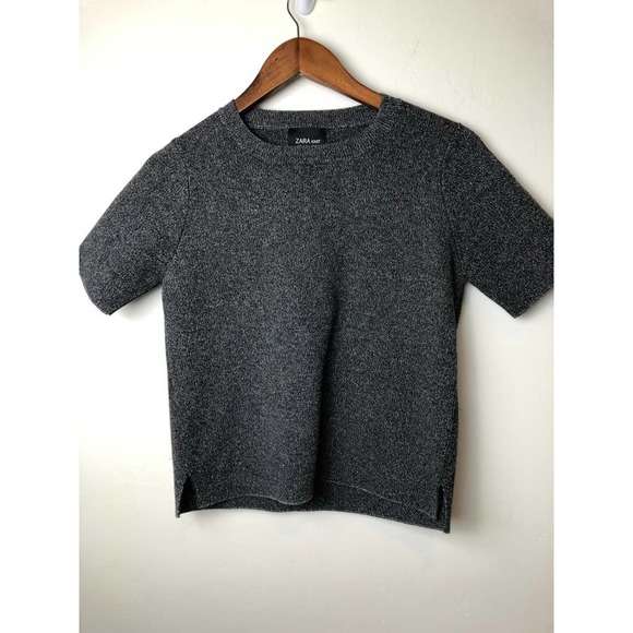 ZARA Knit grey short sleeve Sz L - Picture 1 of 3